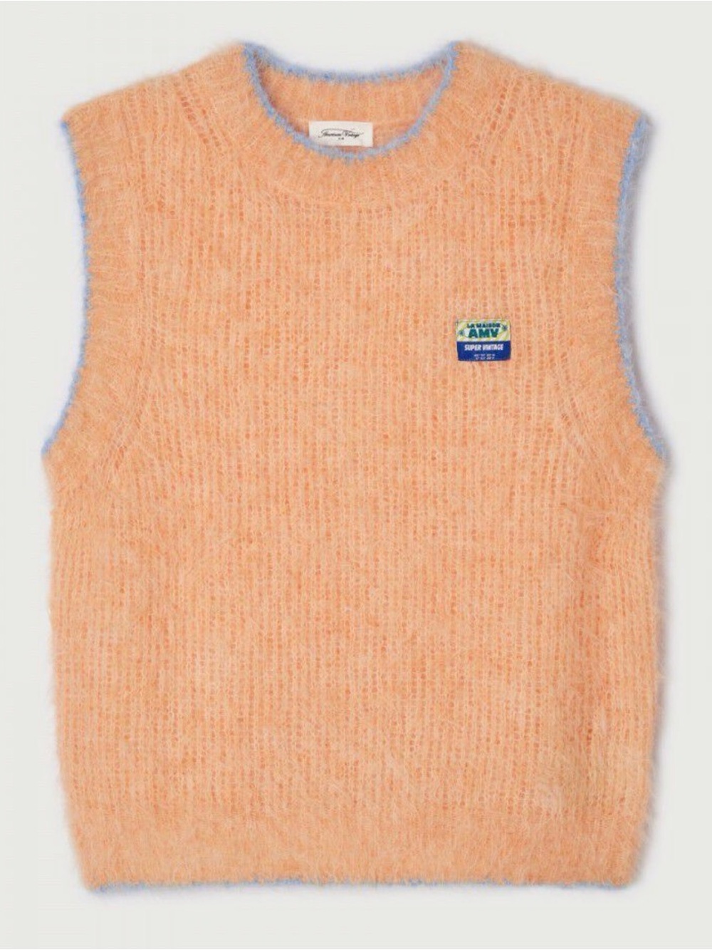 Peach Fuzzy Knit Sleeveless Sweater Vest
